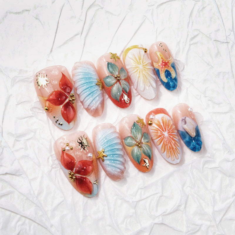 Decorative 3D Floral Press-On Nail Art — product view 2