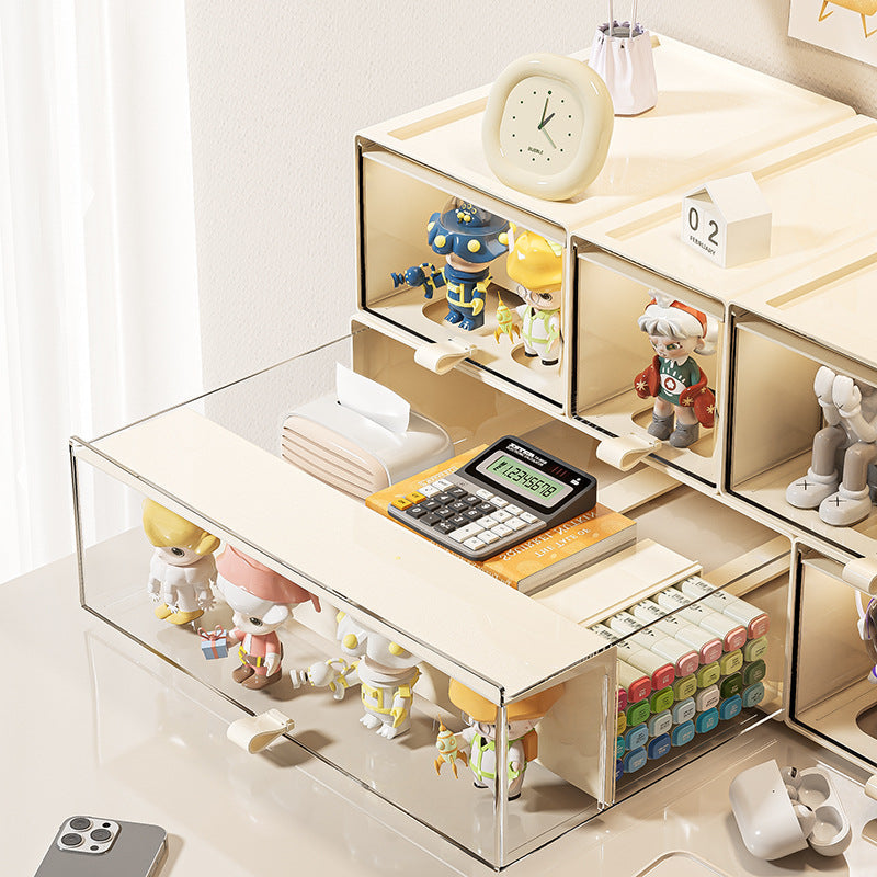Compact stackable drawer storage box with transparent window — product view 2