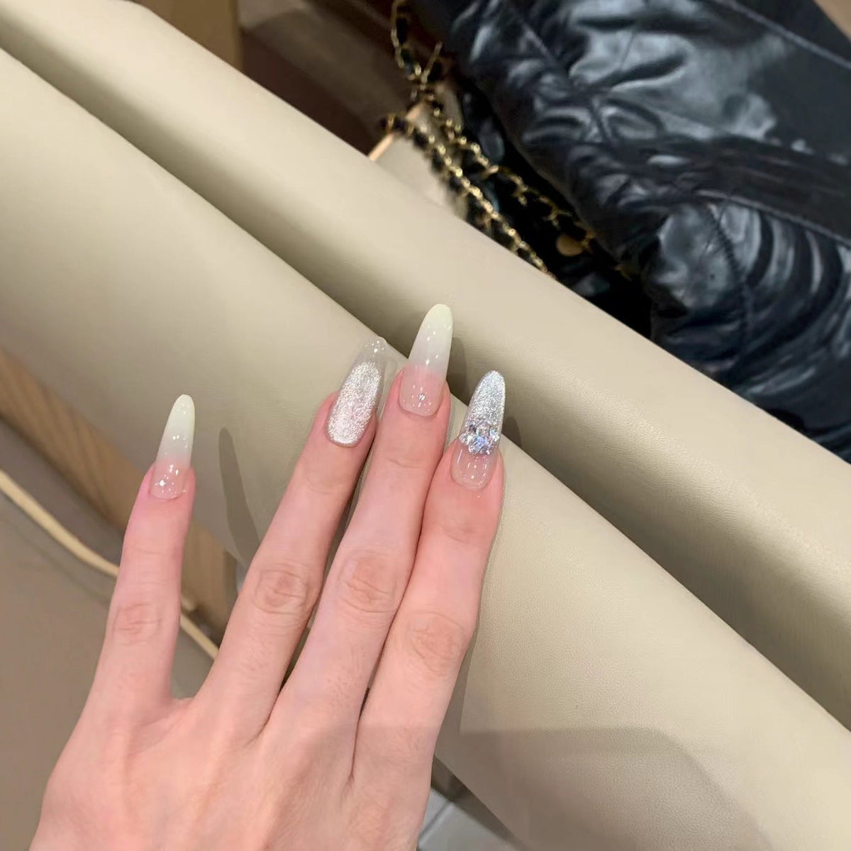 Glamorous Long Stiletto Nail Extensions with Rhinestone Accents — product view 1