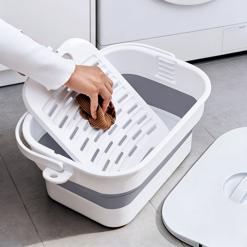 Foldable storage box with lid and space-saving silicone wall — product view 1