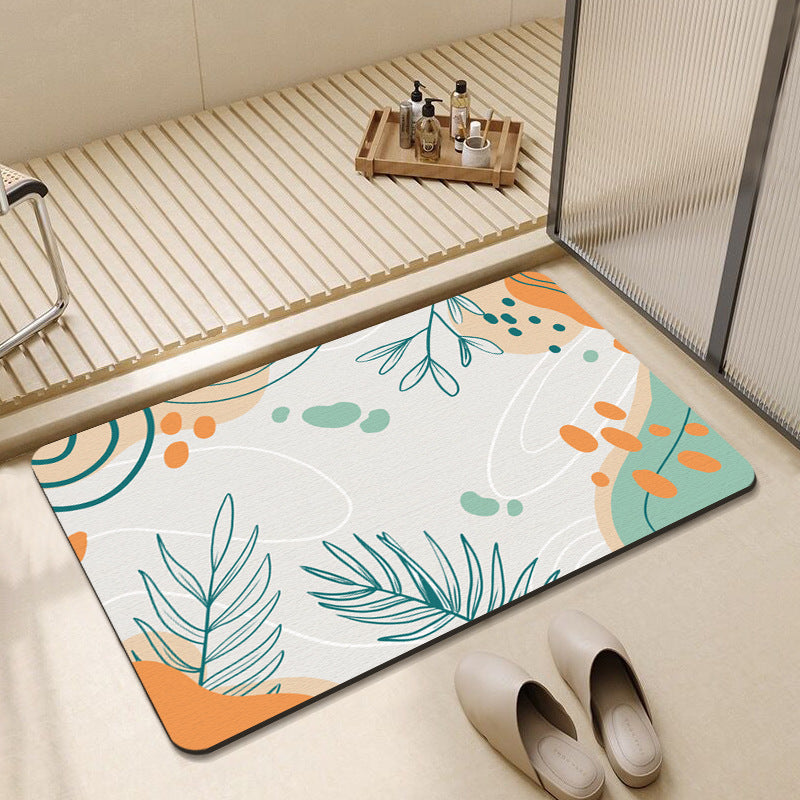 Abstract Floral Design Bath Mat Bowlift — product view 6