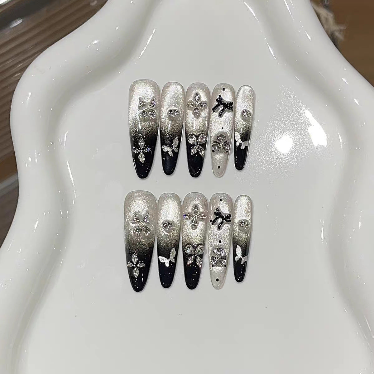 Artistic Rhinestone Stiletto Nail Art Extensions — product view 2