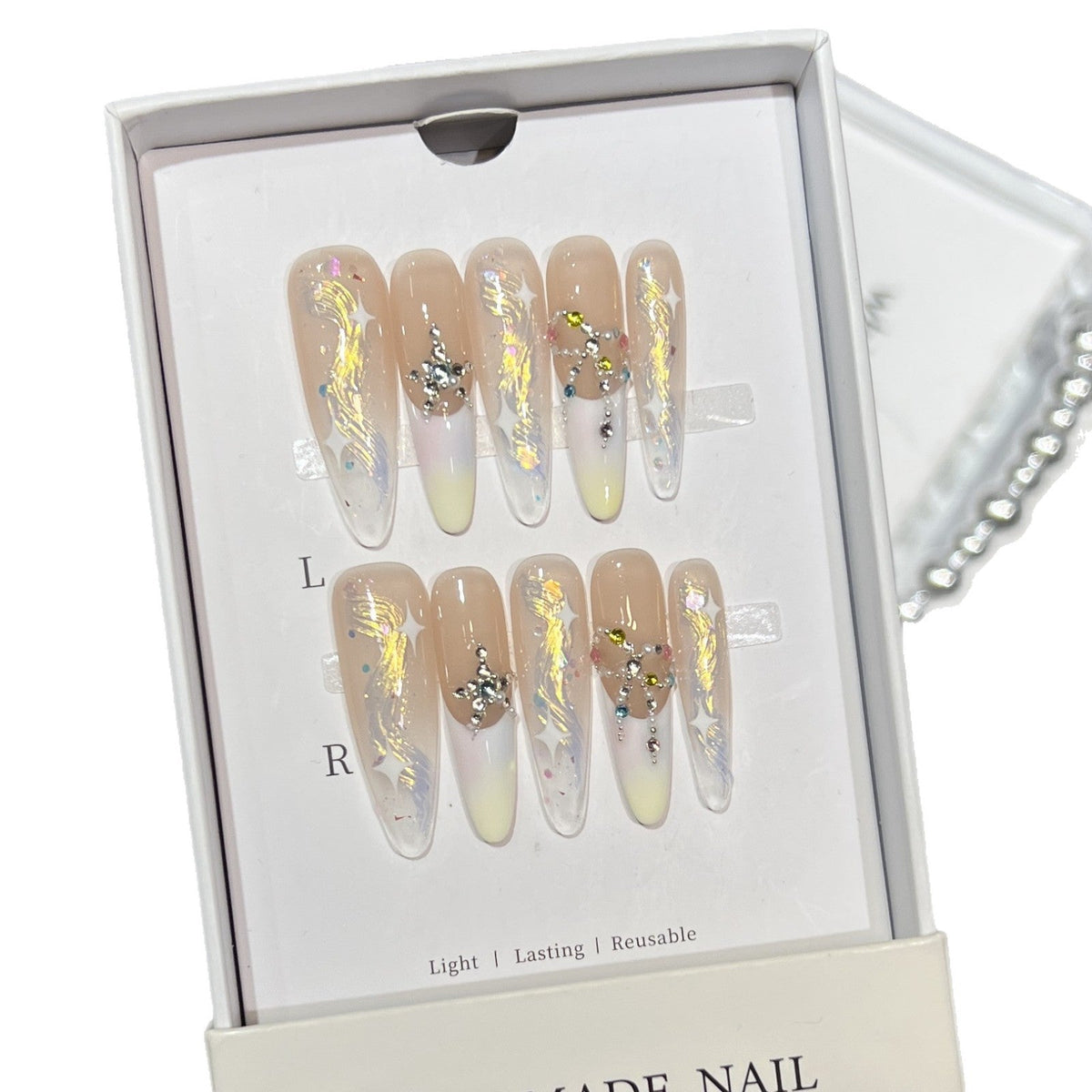 Elegant Glittery Long Stiletto Press-On Nails — product view 4