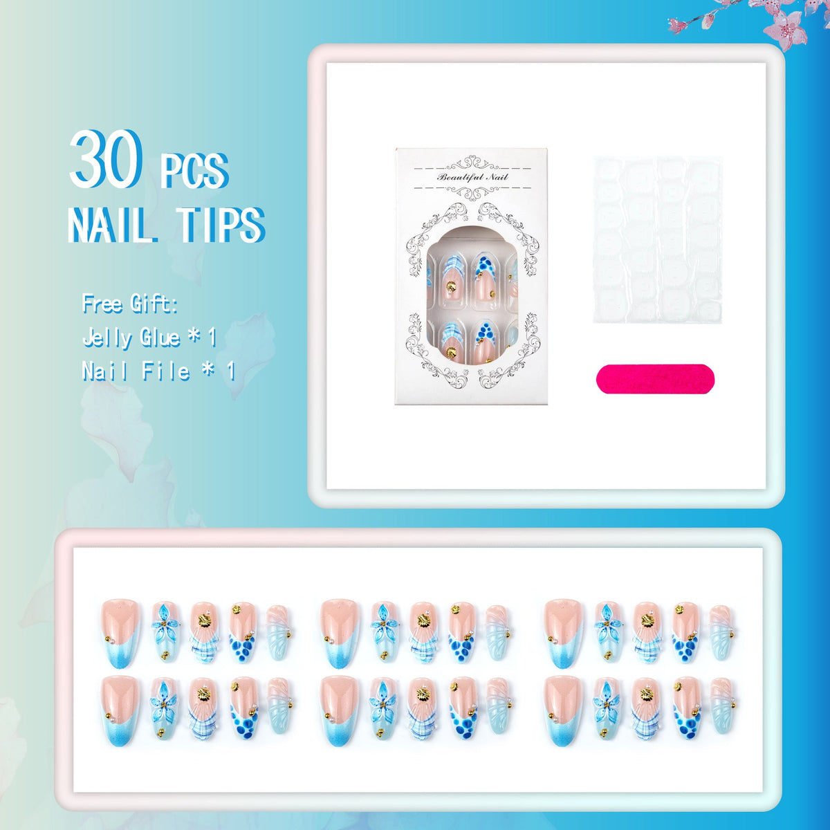 Artistic Ocean-Inspired Press-On Nail Set — product view 3