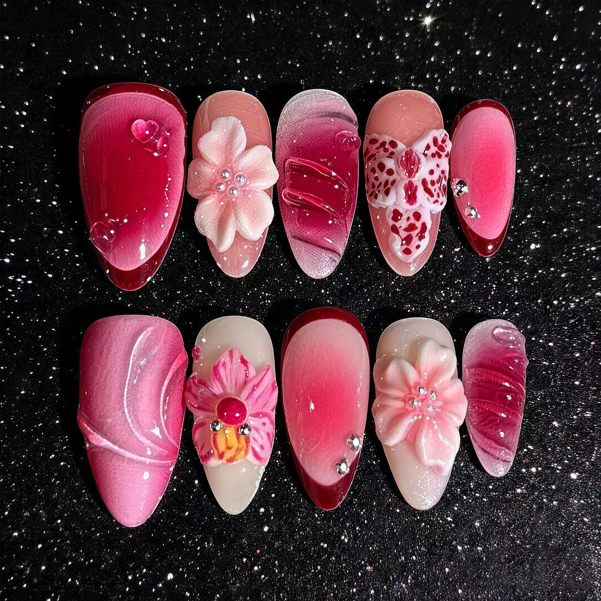 Artistic Floral Pattern Press-On Nails — product view 1