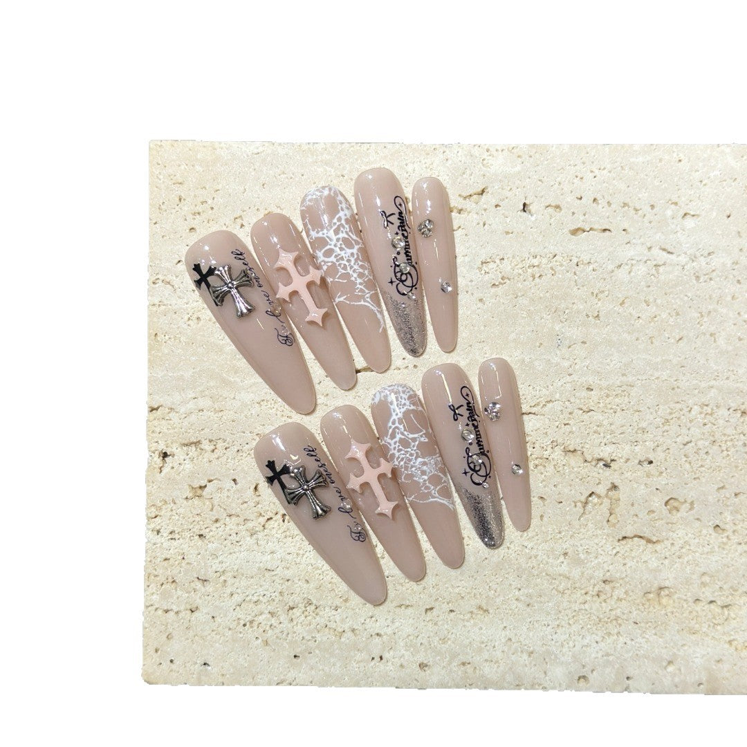 Artistic Press-On Nail Set with Decorative Elements — product view 5