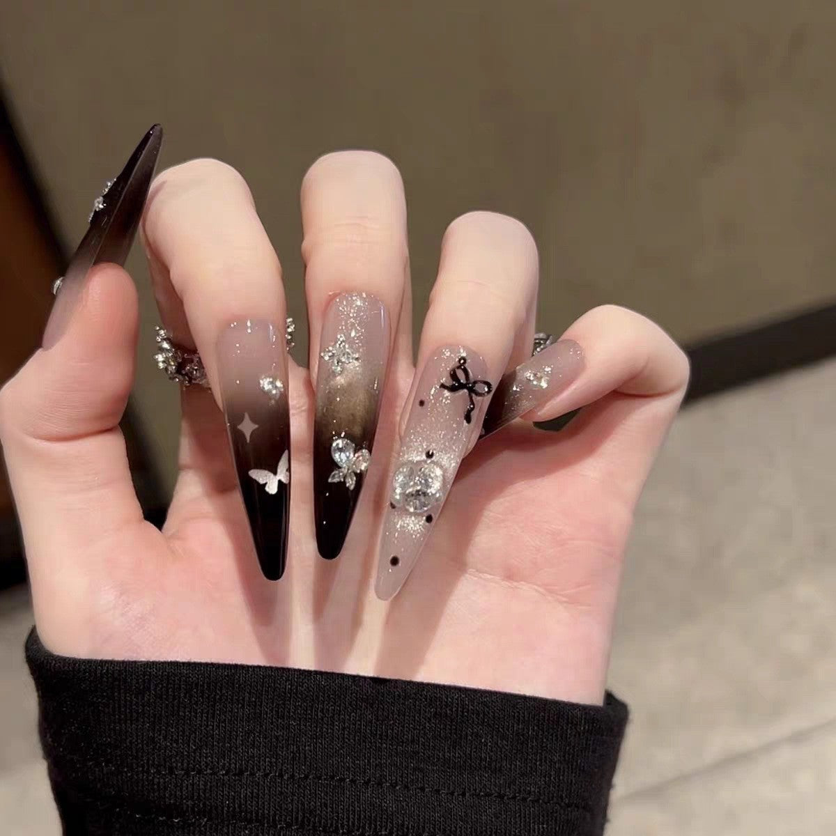 Artistic Rhinestone Stiletto Nail Art Extensions — product view 4