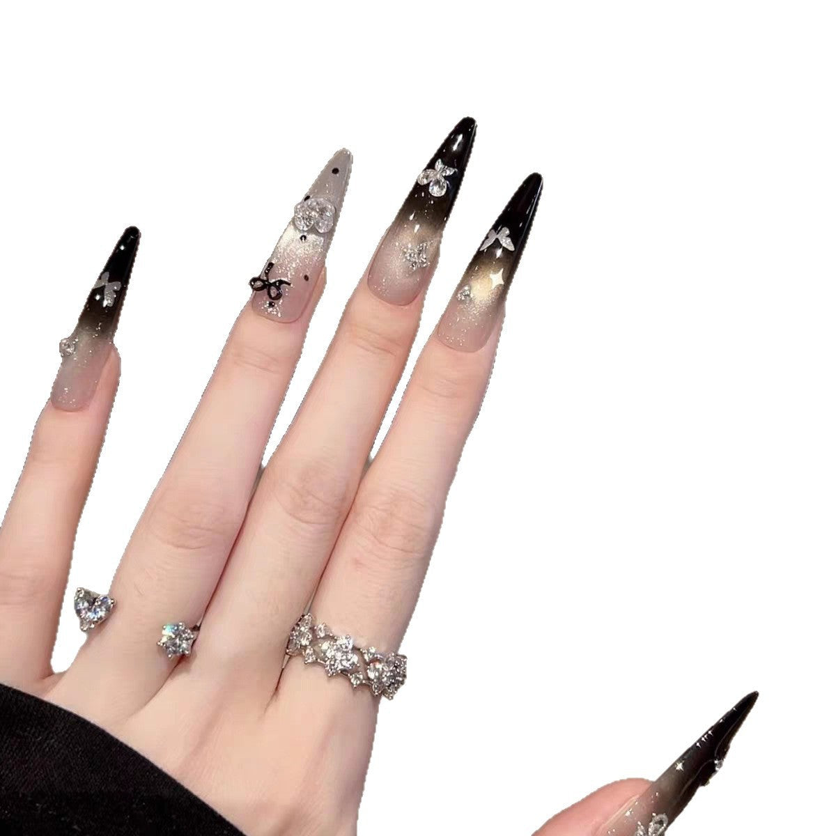Artistic Rhinestone Stiletto Nail Art Extensions — product view 5