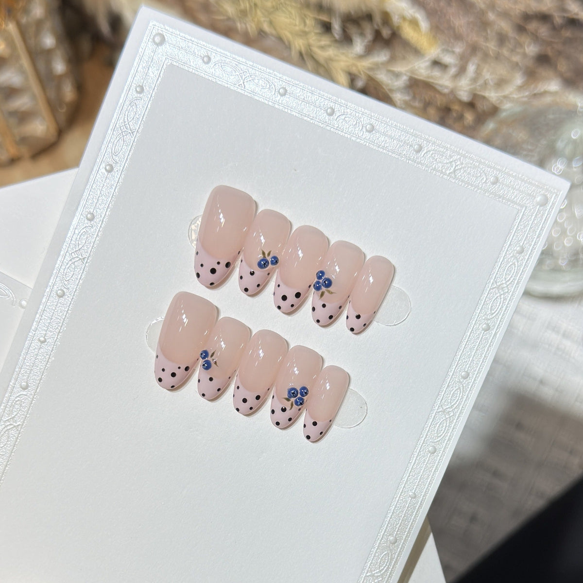 Decorative Press-On Nail Set with Gem Accents — product view 1