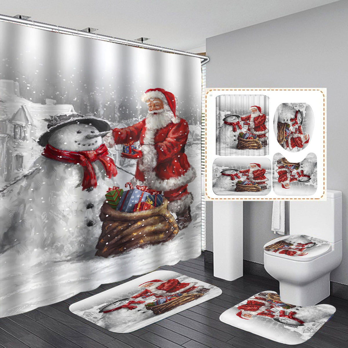 Christmas-Themed Bathroom Set Bowlift — product view 1