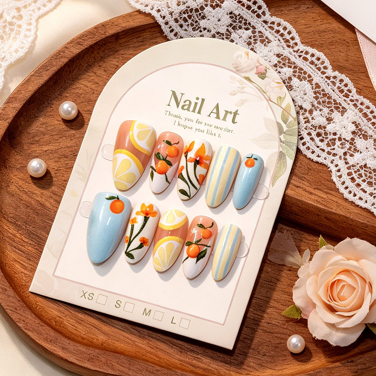 Artistic Summer Fruit-Themed Press-On Nails — product view 1
