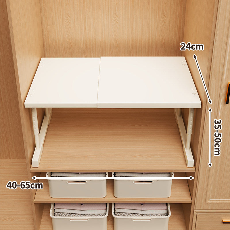Expandable Space-Saving Closet Shelf Platform with Height-Adjustable Folding Brackets — product view 4
