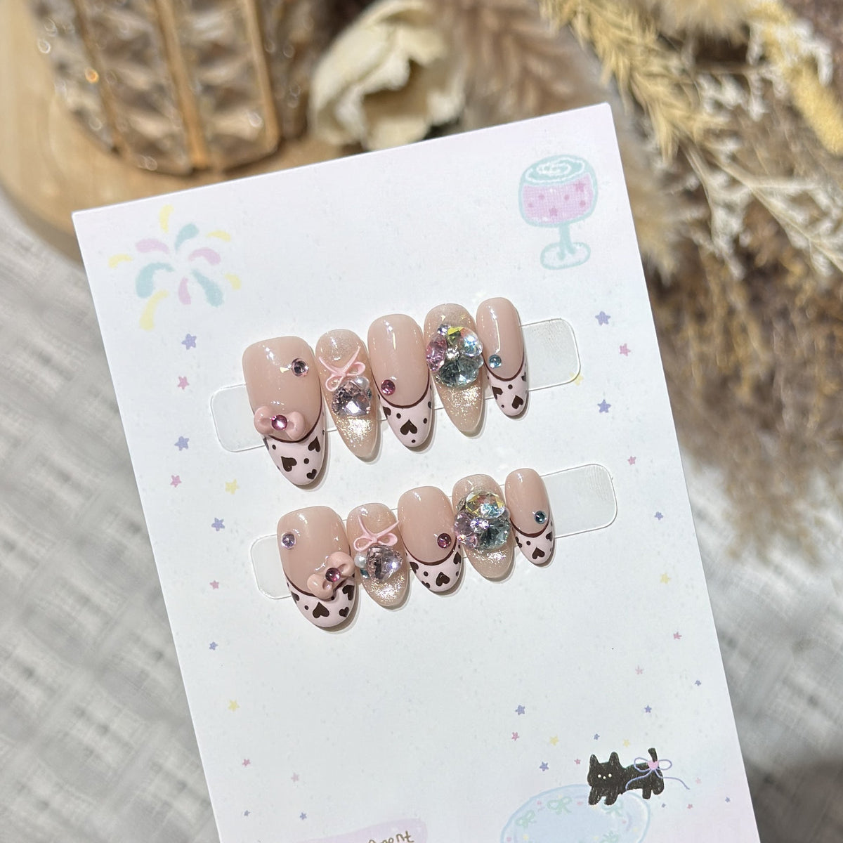 Decorative Press-On Nail Art Set with Charming Elements — product view 6