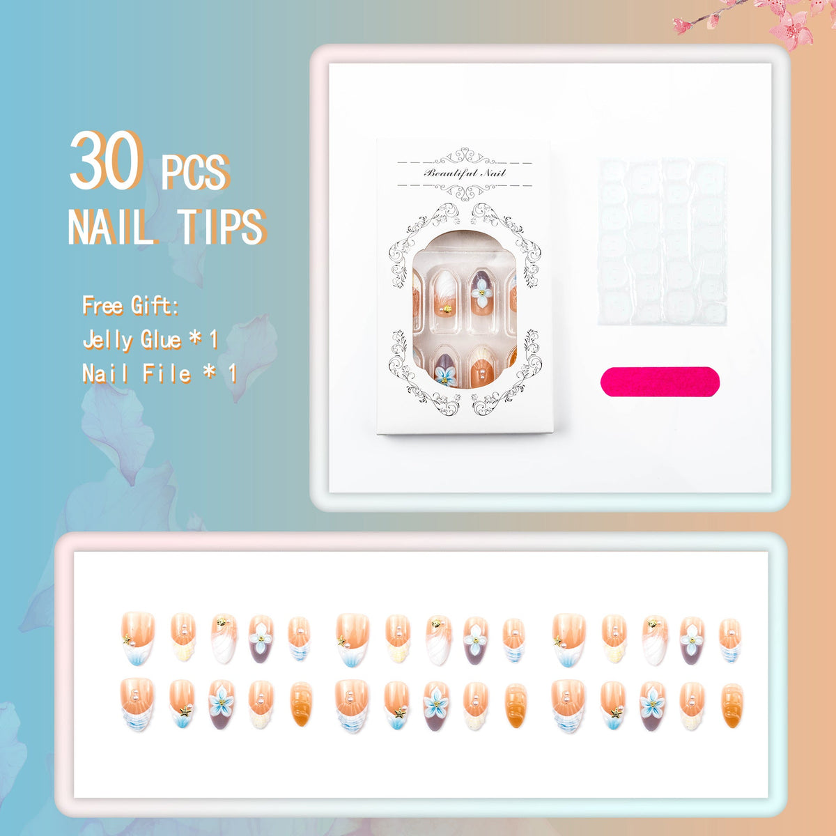 Artistic Shell-Inspired Press-On Nails — product view 4