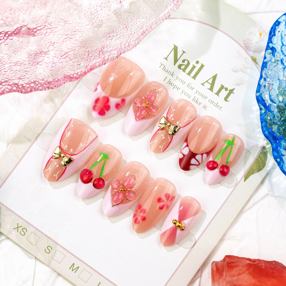 Artistic Cherry Blossom Press-On Nail Set — product view 2