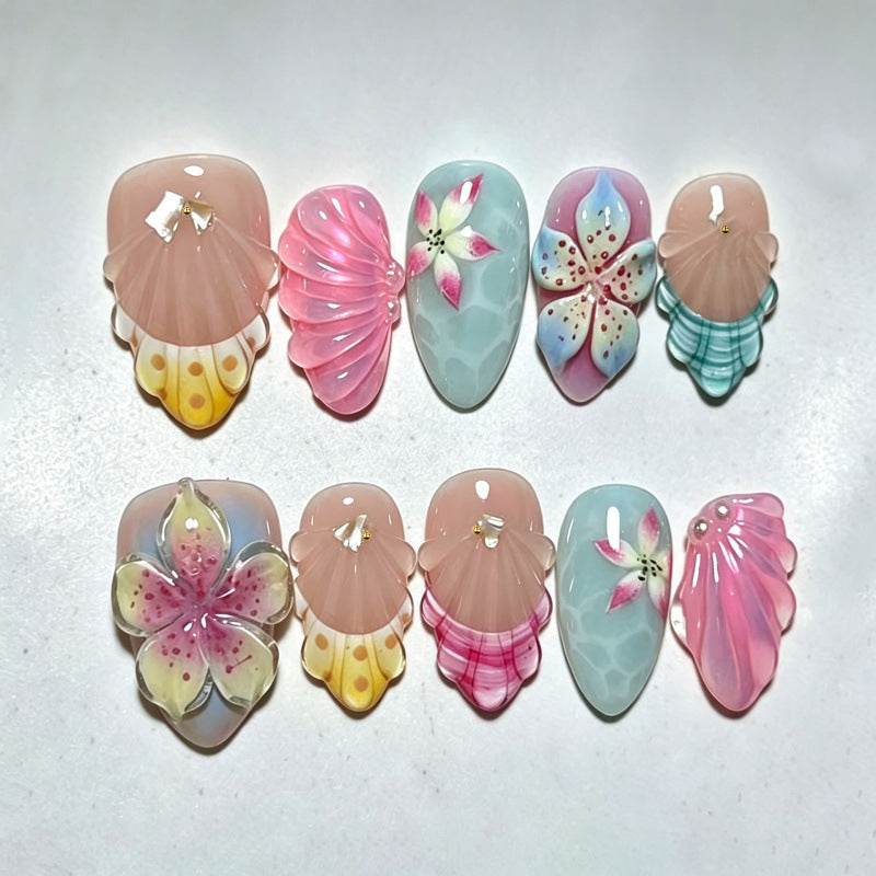Decorative Floral Shell Press-On Nails — product view 1