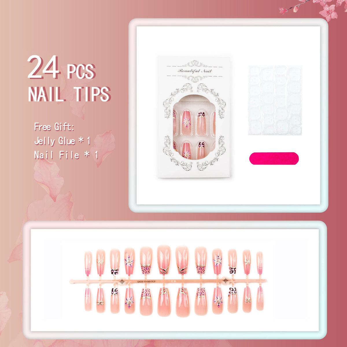 Decorative Floral Press-On Nails Set — product view 4