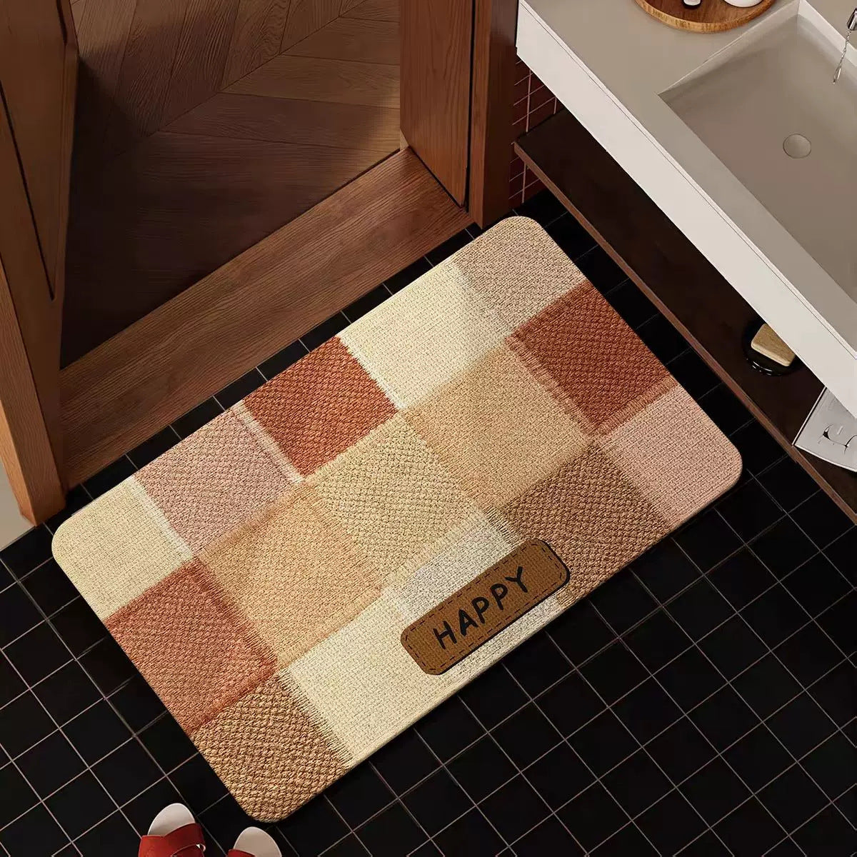 Cozy Patchwork Bath Mat Bowlift — product view 6