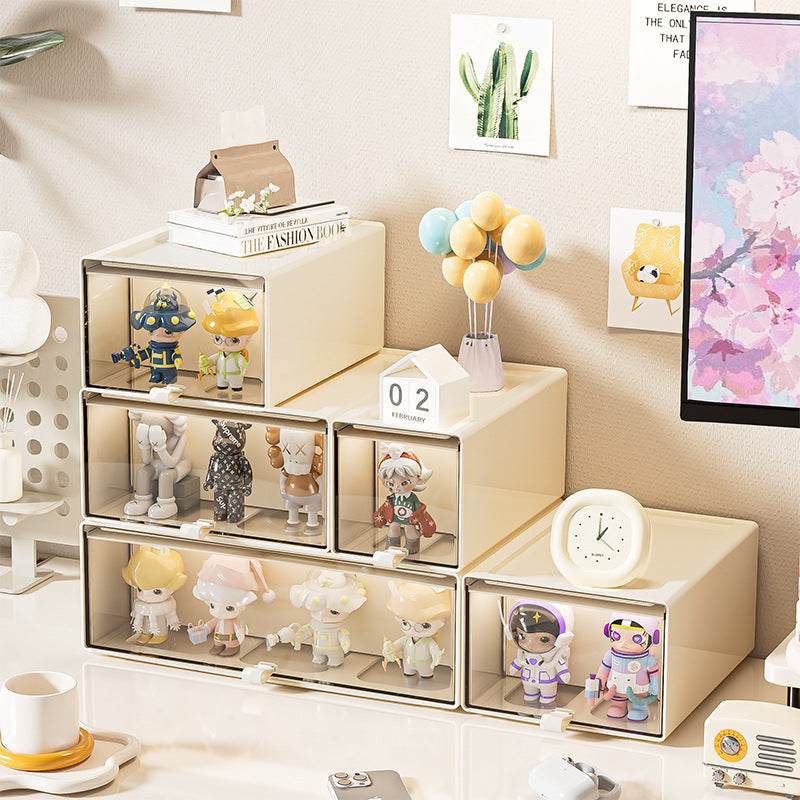 Compact stackable drawer storage box with transparent window — product view 1