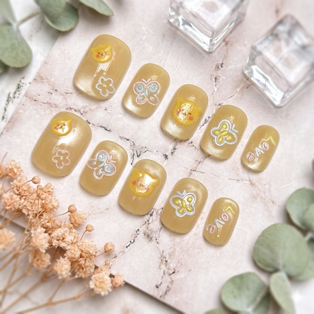 Creative Floral Print Press-On Nails — product view 3