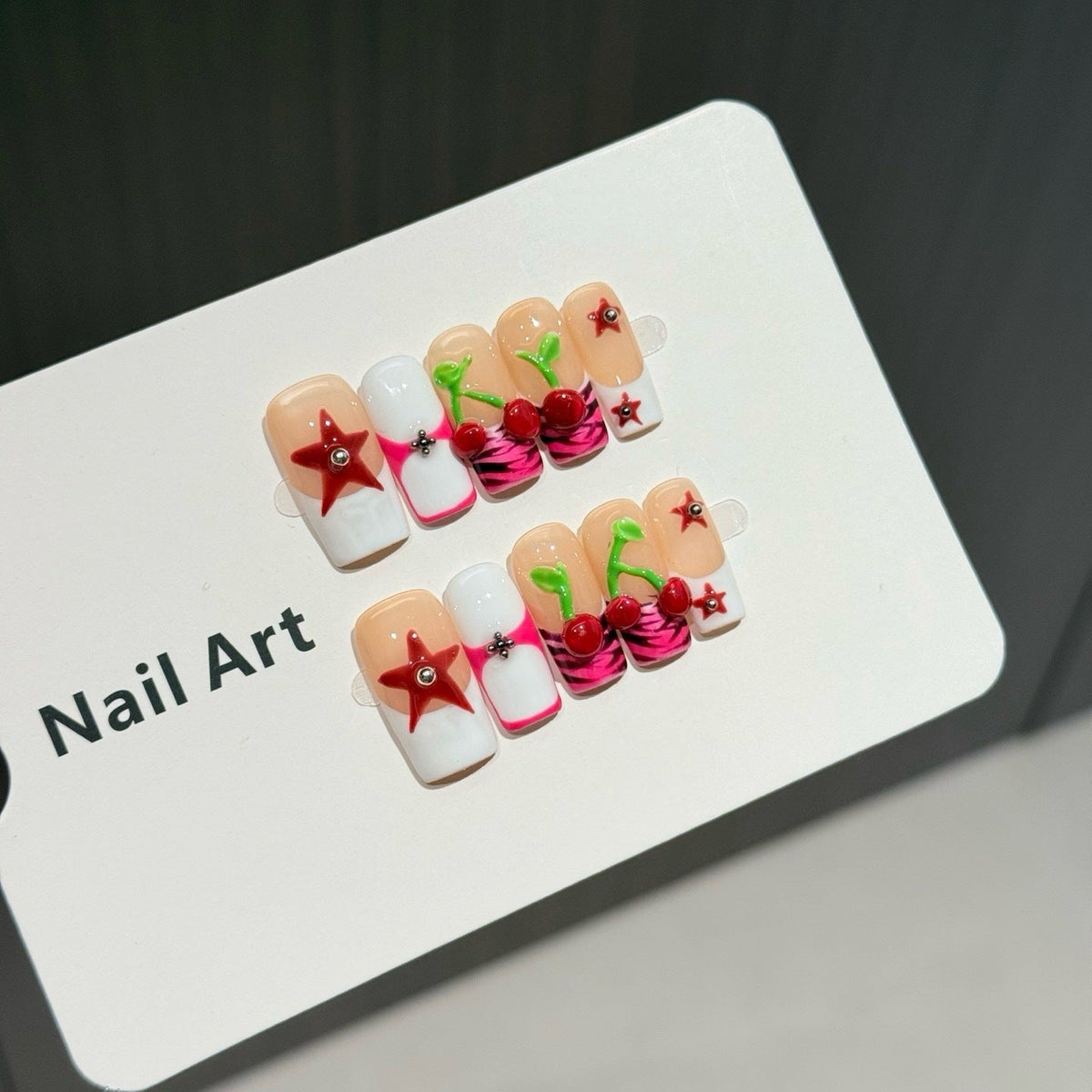 Creative Cherry-Themed Press-On Nail Set — product view 2