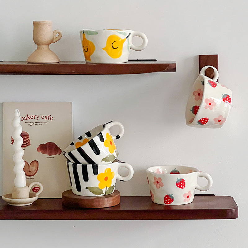 Ceramic mug with hand-painted penguin pattern — product view 1