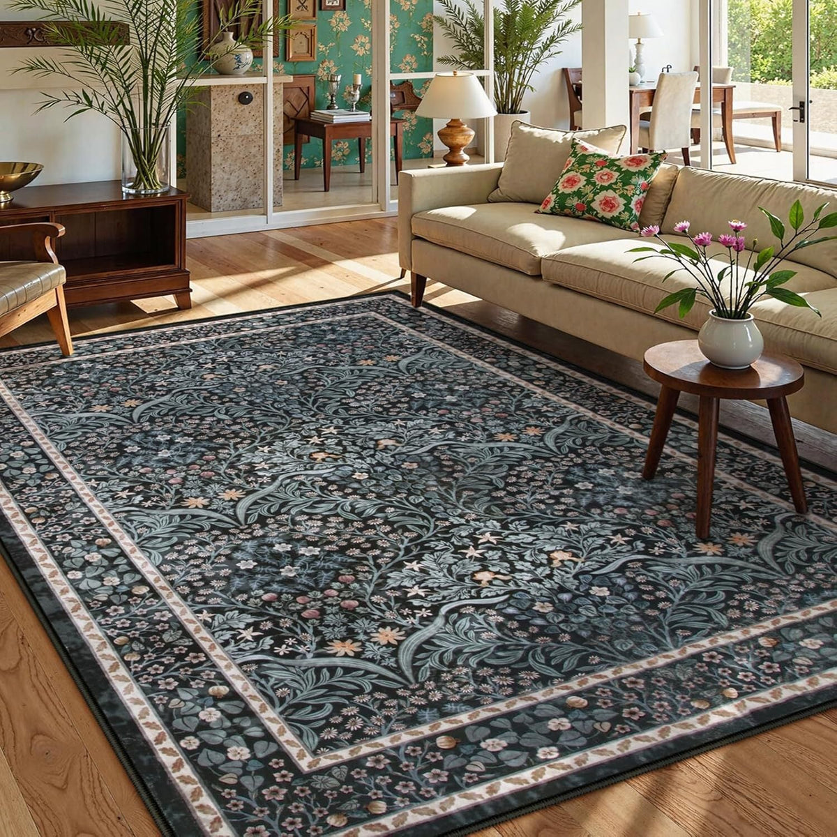 Floral Pattern Area Rug Bowlift — product view 4