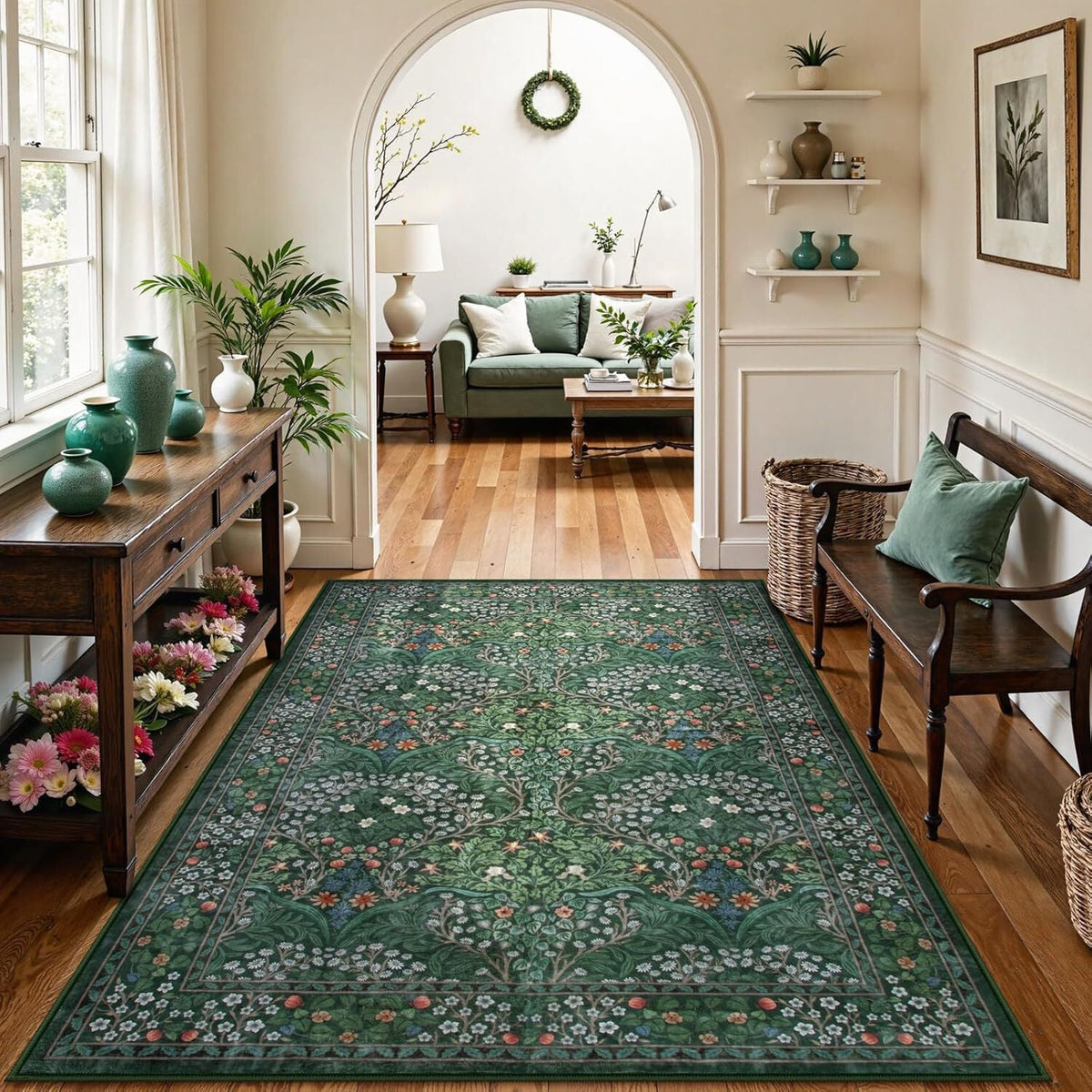 Floral Pattern Area Rug Bowlift — product view 6