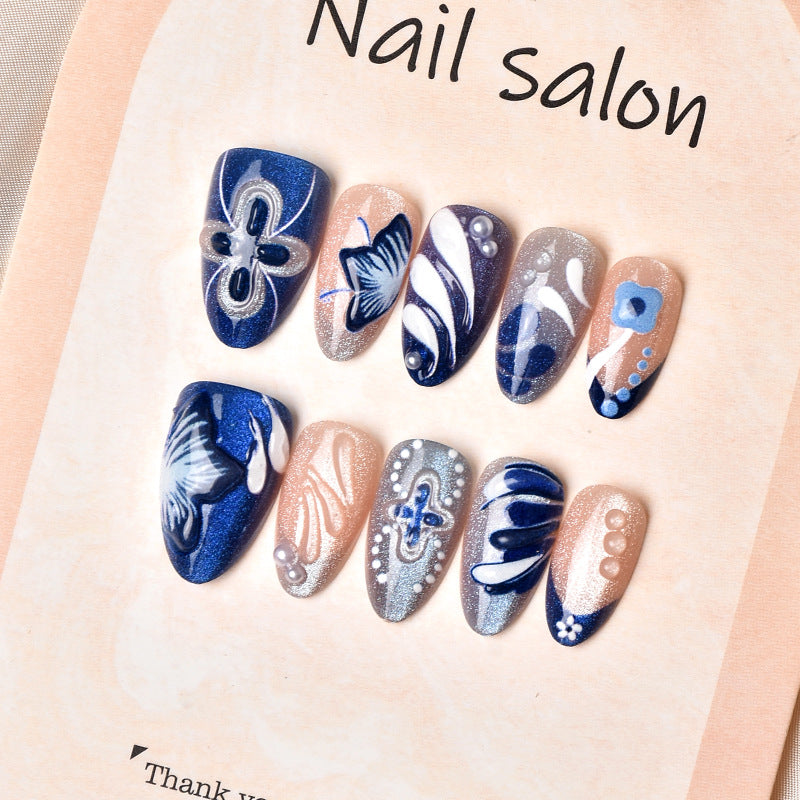 Artistic Press-On Nail Set with Floral Designs — product view 2