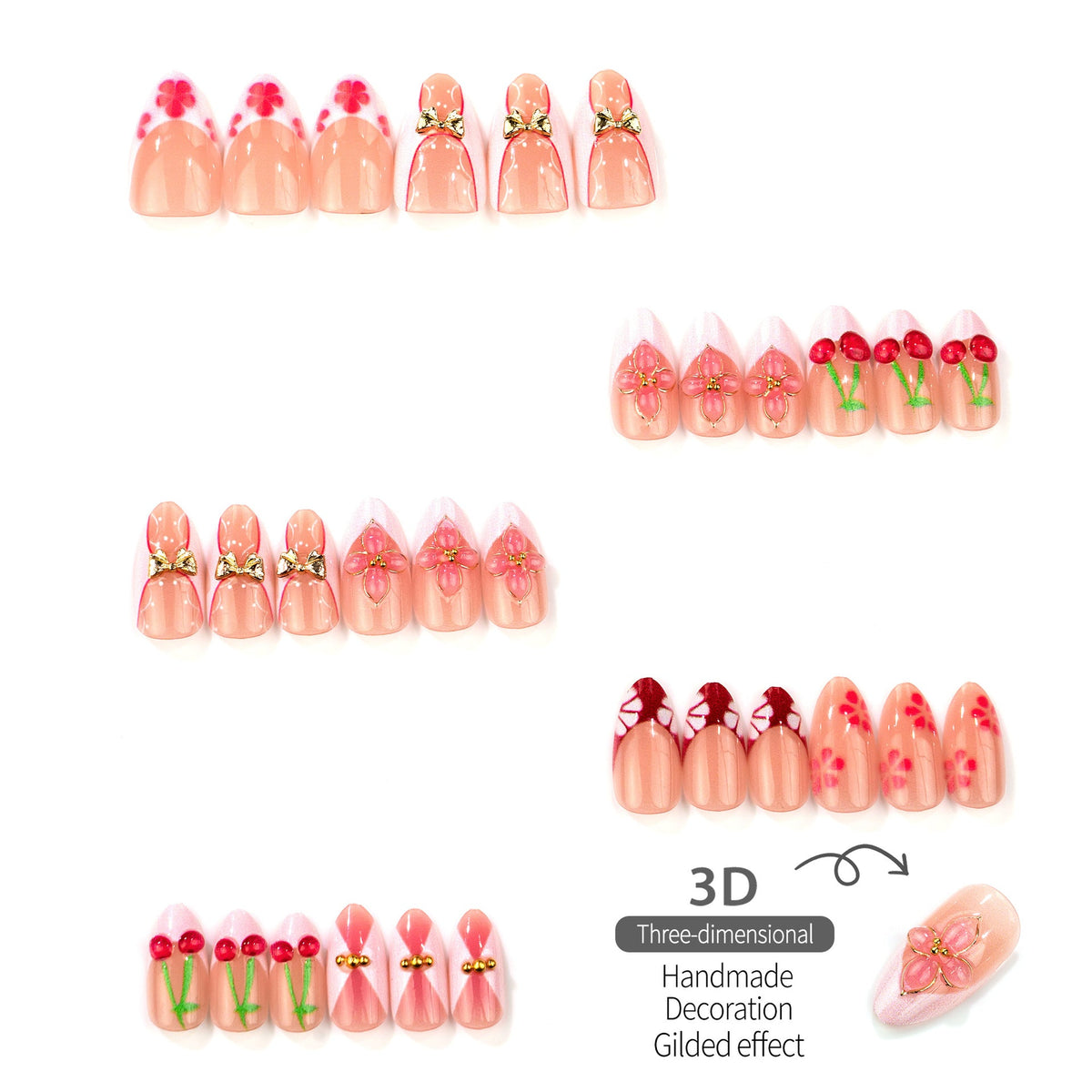 Artistic Cherry Blossom Press-On Nail Set — product view 3