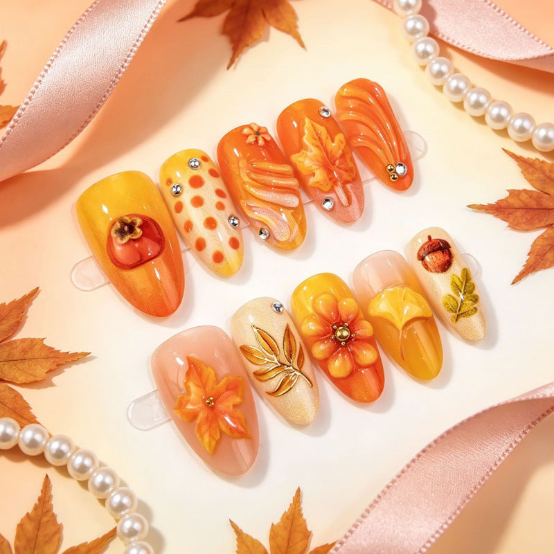 Artistic Autumn-Themed Press-On Nail Set — product view 2