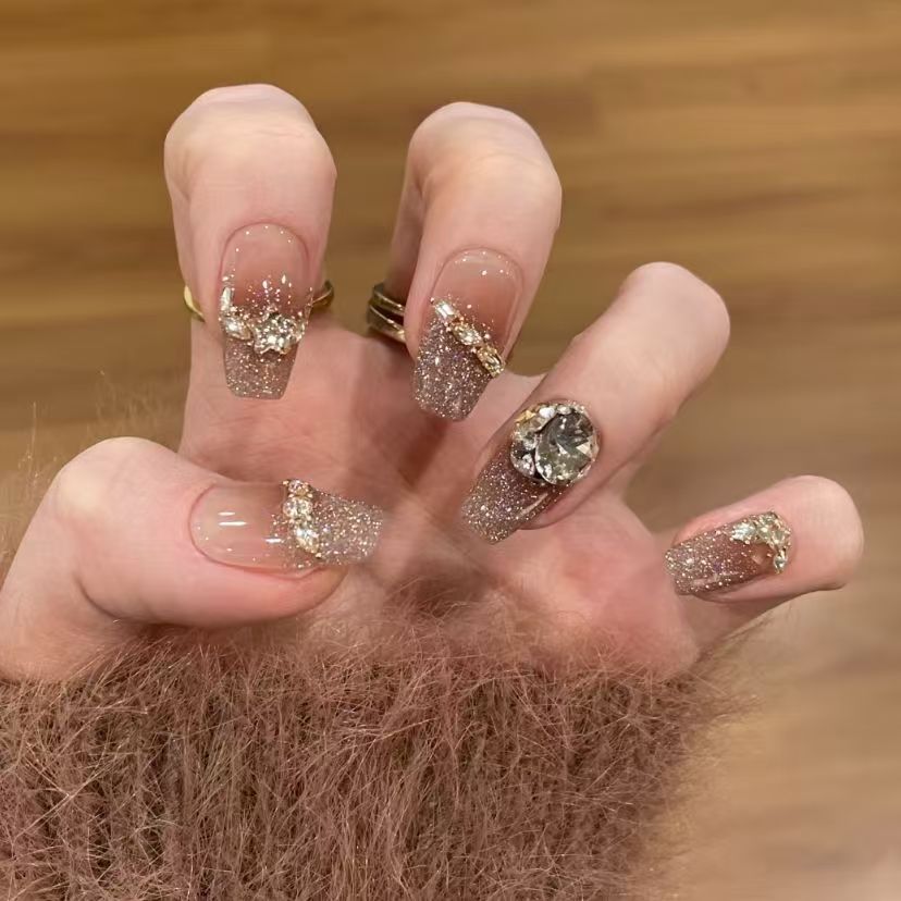 Glamorous Glitter French Tip Nail Extensions — product view 4