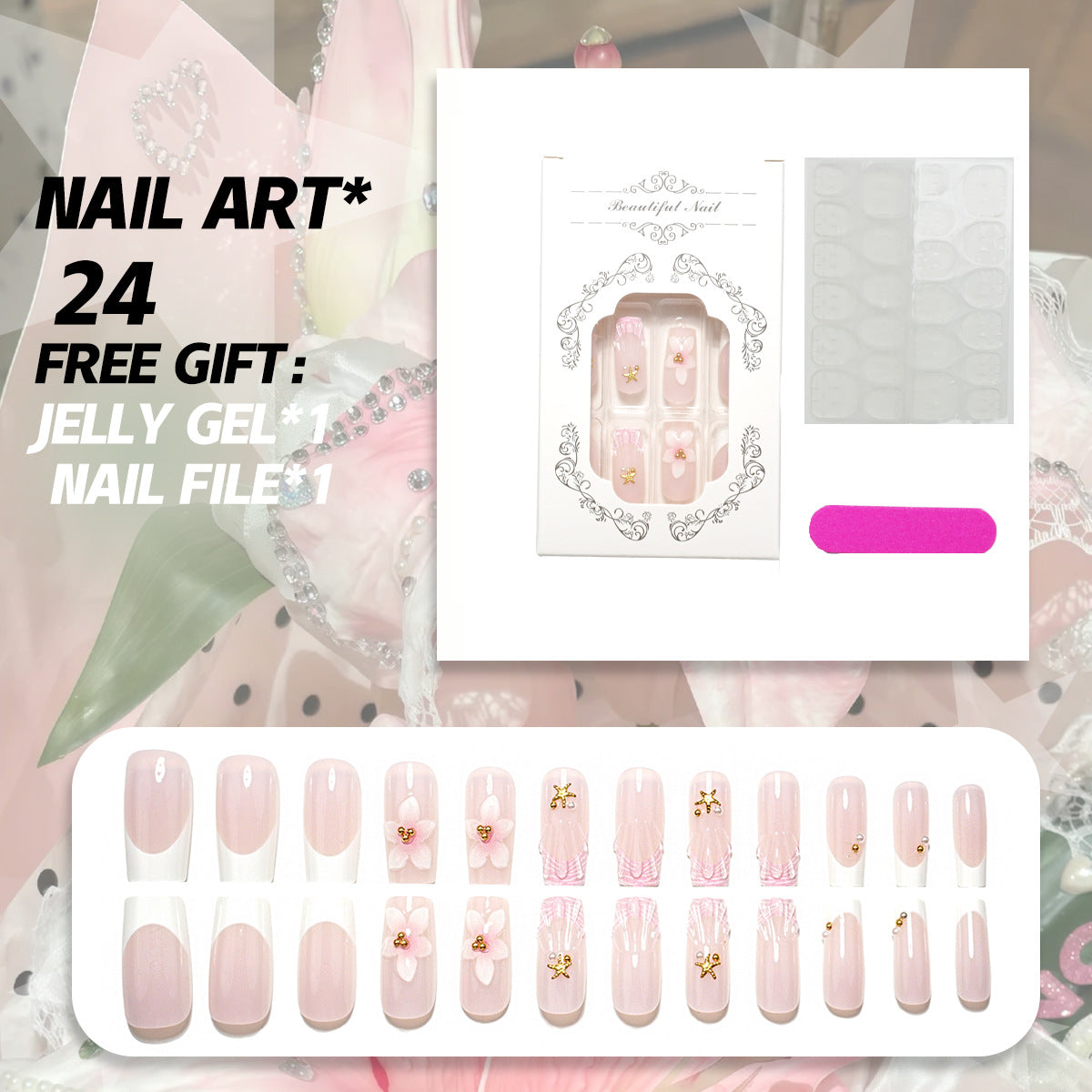 Artistic Press-On Nail Kit with Gel and Nail File — product view 1