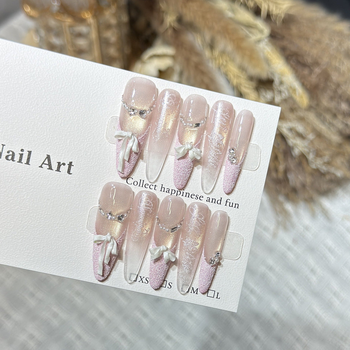 Decorative Bow-Embellished Press-On Nail Set — product view 2