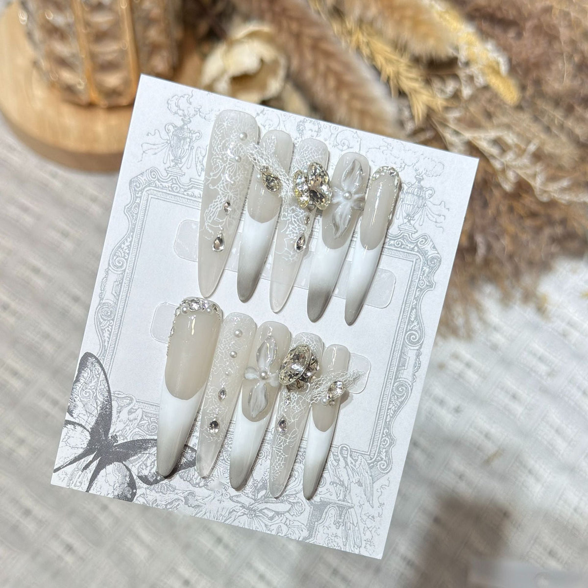 Elegant Stiletto Press-On Nail Set with Embellishments — product view 3