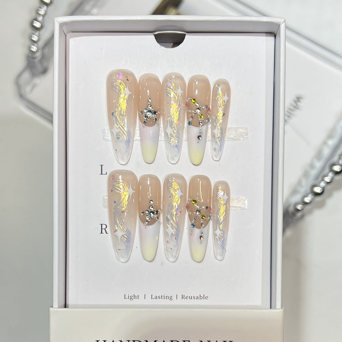 Elegant Glittery Long Stiletto Press-On Nails — product view 3