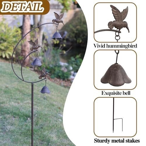 Decorative Hummingbird Wind Chime Bowlift — product view 4