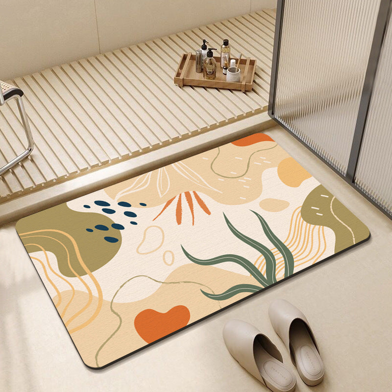Abstract Floral Design Bath Mat Bowlift — product view 3