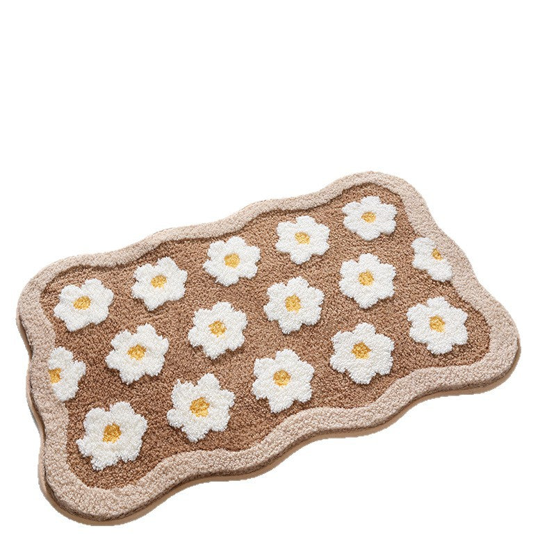 Floral Patterned Plush Bath Rug Bowlift — product view 5