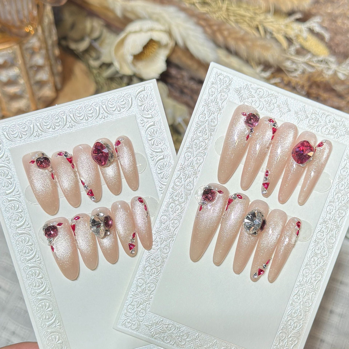 Glamorous Press-On Nail Set with Rhinestone Accents — product view 1