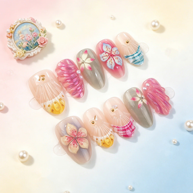 Decorative Floral Shell Press-On Nails — product view 2