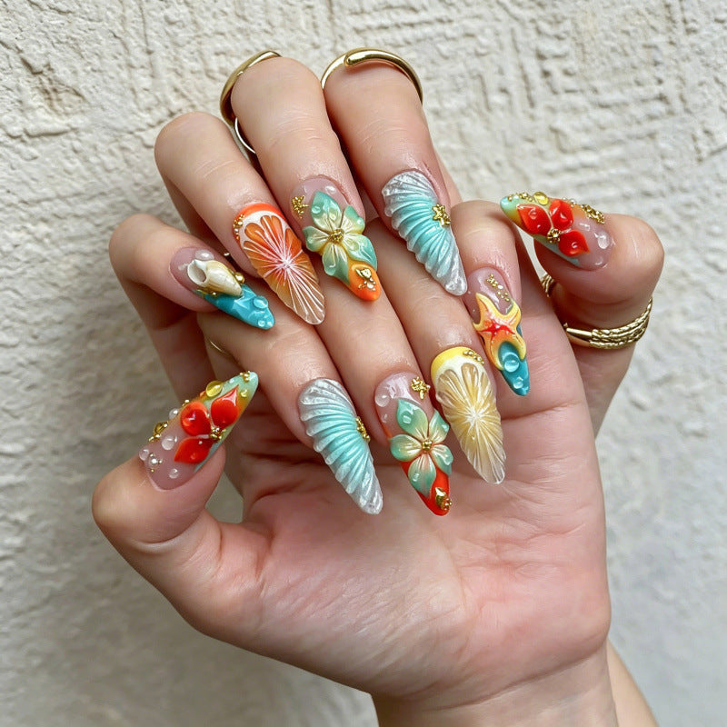 Decorative 3D Floral Press-On Nail Art — product view 1