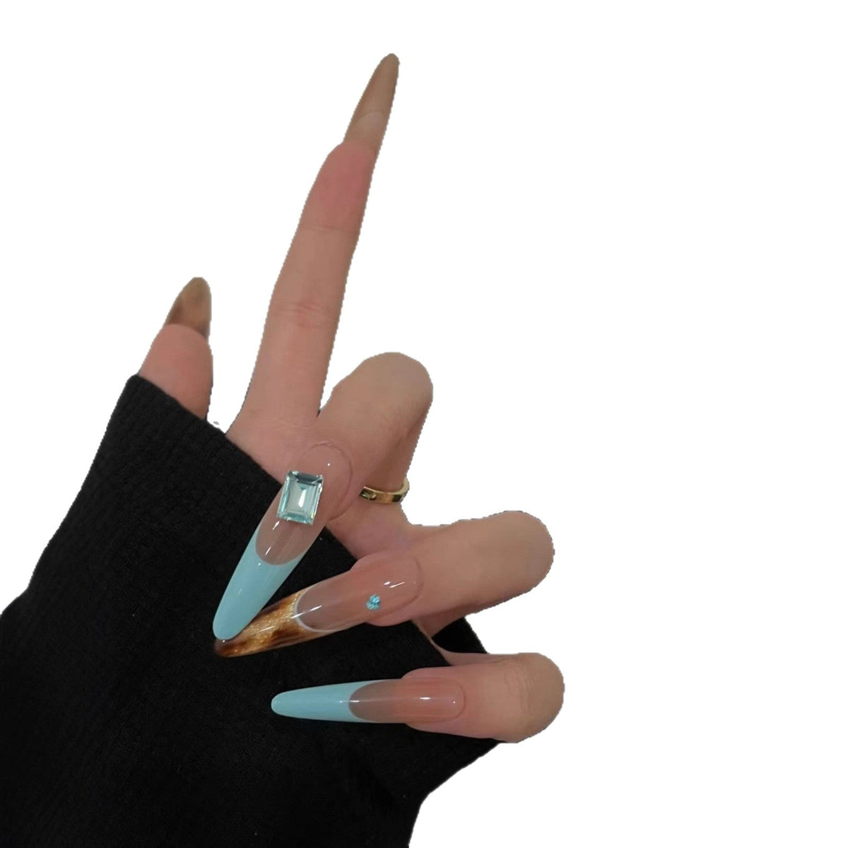 Elegant Stiletto Nail Extensions with Glitter Accents — product view 5