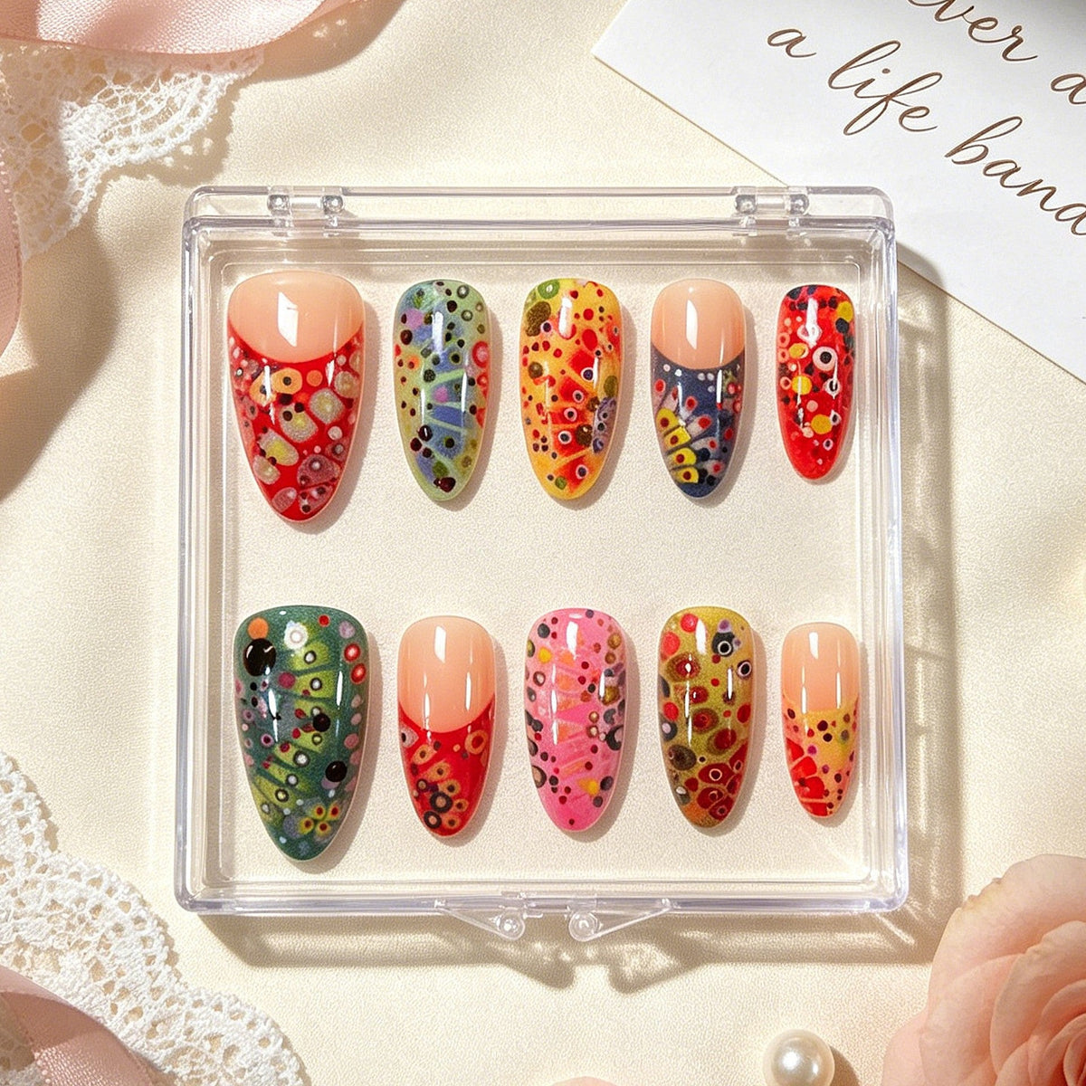 Artistic Colorful Decorative Press-On Nails — product view 2