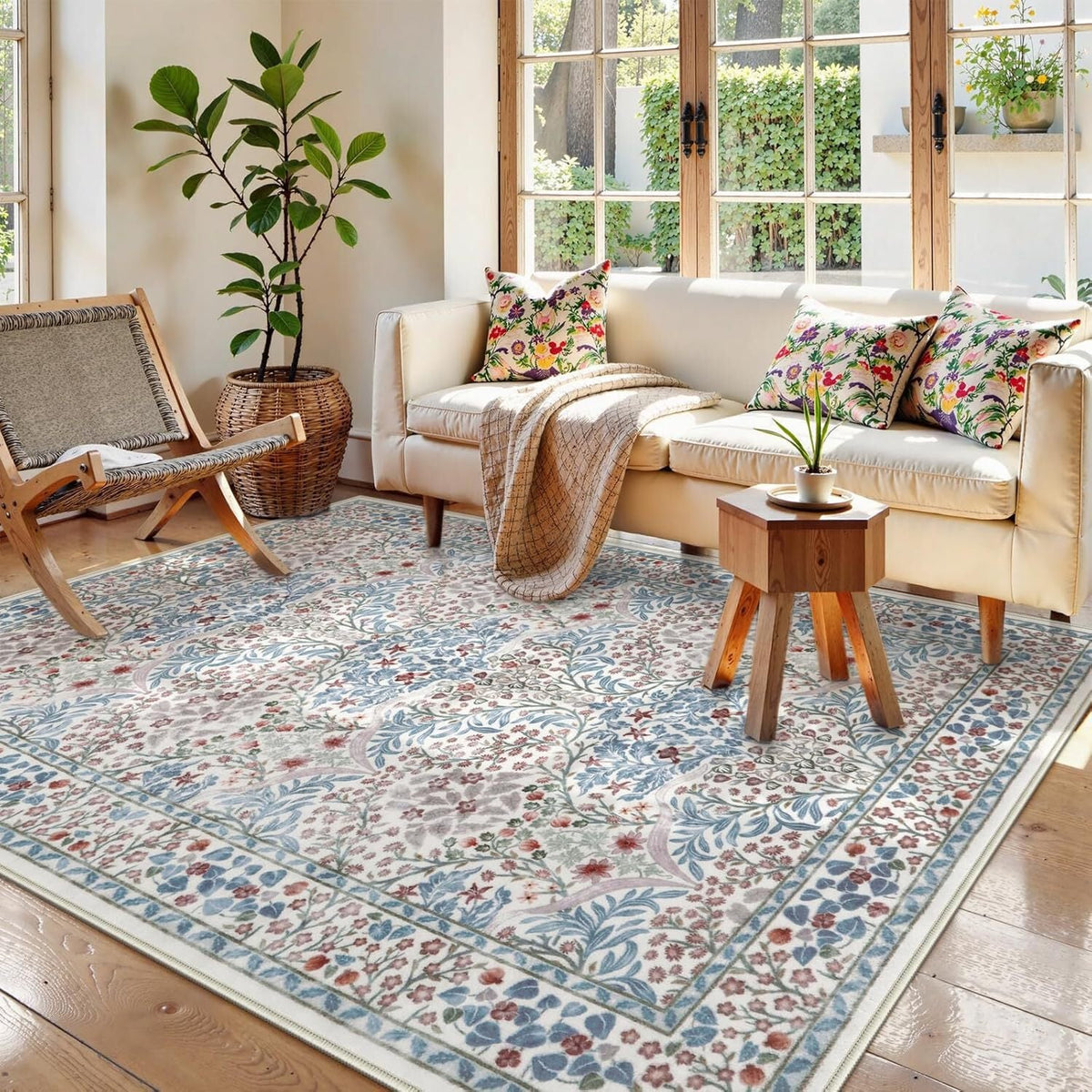 Floral Pattern Area Rug Bowlift — product view 3