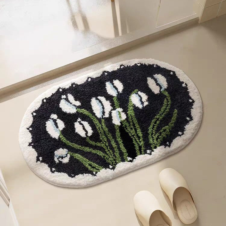 Floral Patterned Bath Mat Bowlift — product view 6