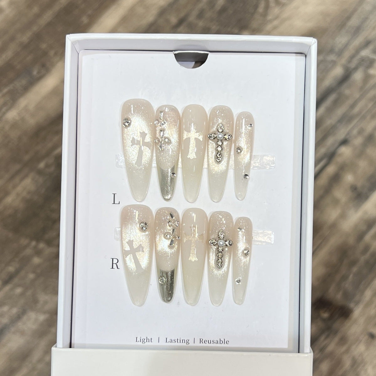 Decorative Cross-Embellished Press-On Nail Set — product view 5
