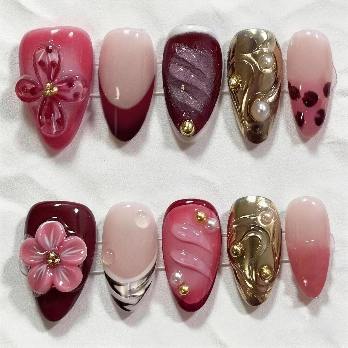 Artistic 3D Floral Press-On Nails — product view 6