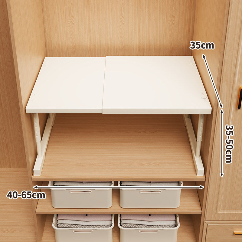 Expandable Space-Saving Closet Shelf Platform with Height-Adjustable Folding Brackets — product view 5