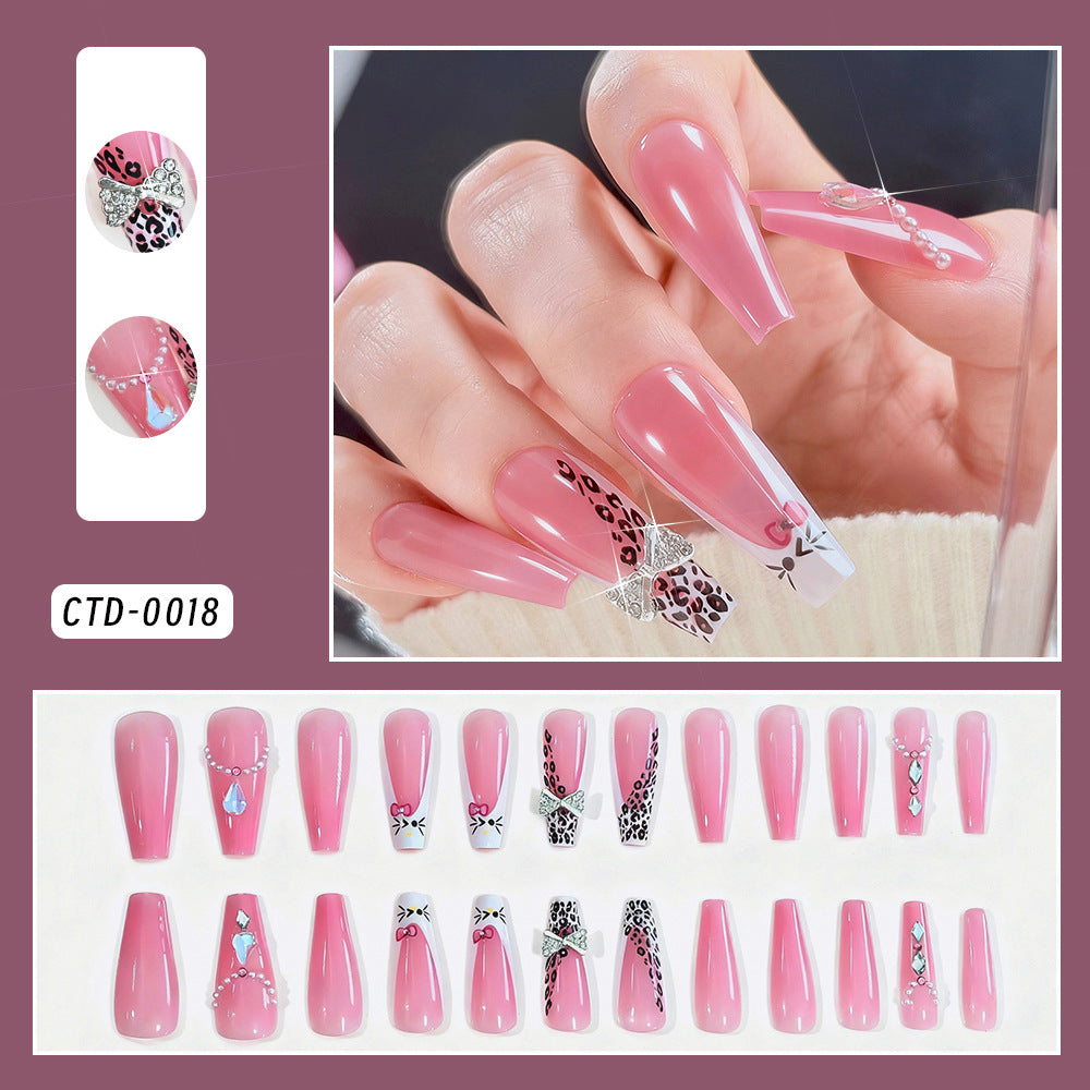 Elegant Full Cover Press-On Nail Tips with Decorative Elements — product view 2